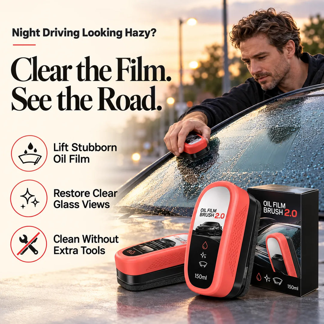 Car Glass Oil Film Cleaning Brush – 150ml Press &amp; Wipe, 2 Pack