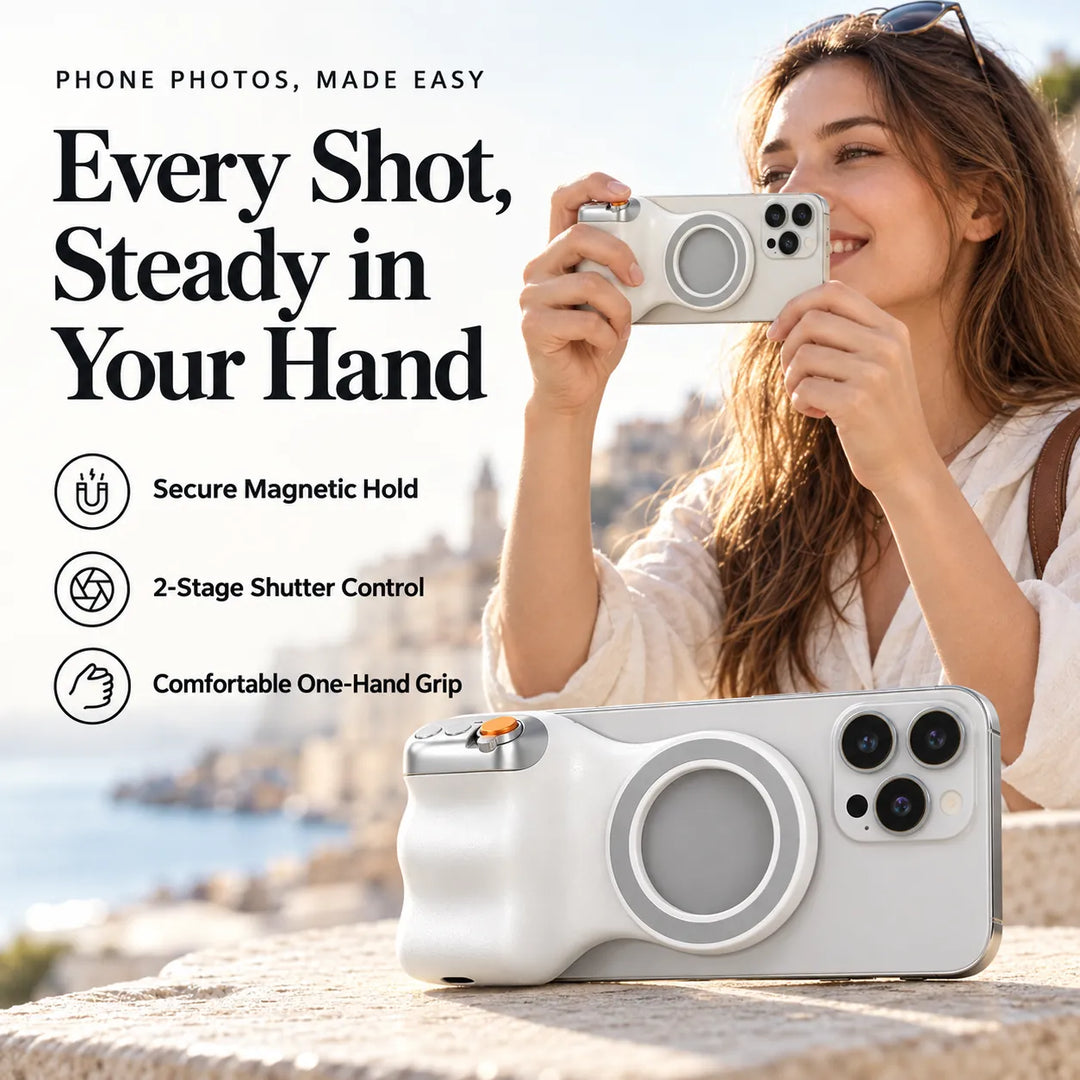 Magnetic Phone Camera Grip with Fill Light – Ergonomic Photo Grip