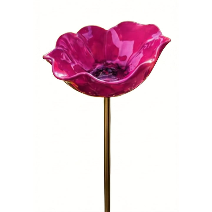 PetalHaven Hand-Formed Poppy Bird Bath – Elegant Garden Stake Decor