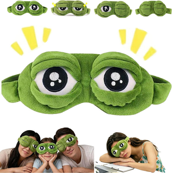 2-Piece Funny Frog Sleep Eye Mask – 100% Total Blackout Plush Blindfold, Value Set