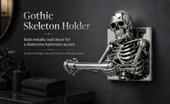 Wall-Mounted Skeleton Toilet Paper Holder - Resin Gothic Bath Decor