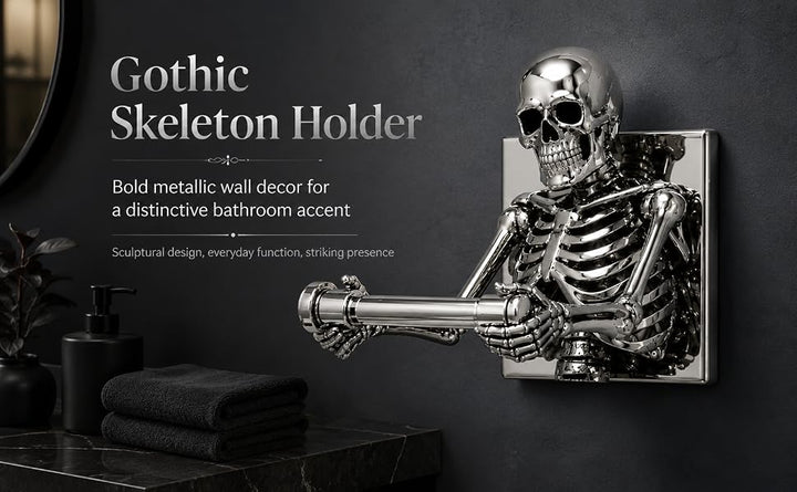 Wall-Mounted Skeleton Toilet Paper Holder - Resin Gothic Bath Decor