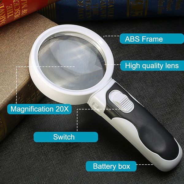 20X optical magnifying glass with LED light - Velloraco