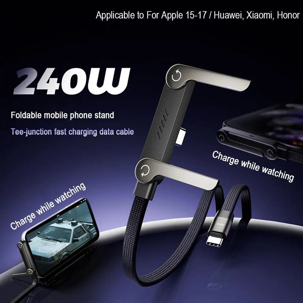 240W Fast Charging Cable with Invisible Phone Stand - 2 - in - 1 USB - C Holder for iPhone &amp; Smartphones - Velloraco