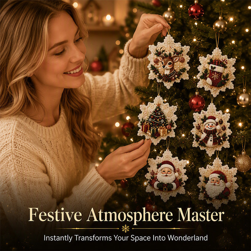 Christmas Snowflake Pearl Art Kit – 6 DIY Hanging Ornaments