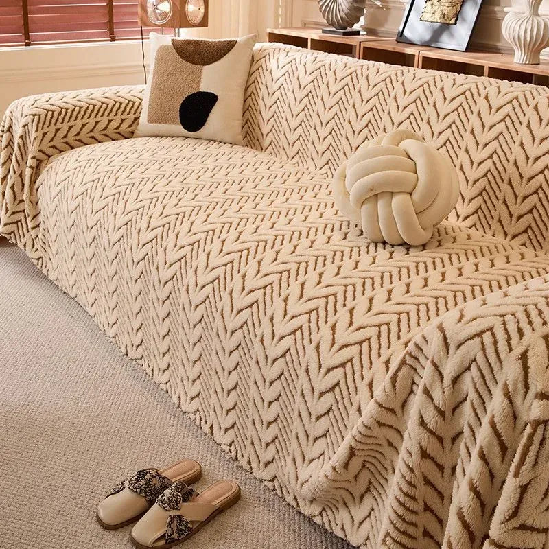 Plush Sofa Cover Protector – Soft, Anti-Slip, Machine-Washable