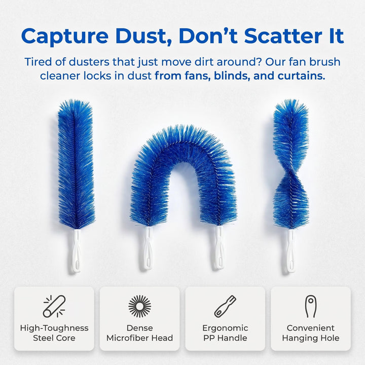 2-Pack Bendable Microfiber Fan Duster — Clean Blades, No Dust Rain