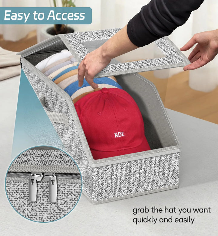 Premium Dustproof Hat Storage Box with Clear View Window