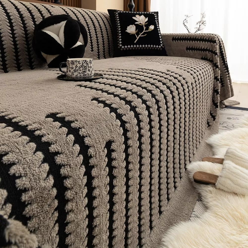 Heritage Plush Tufted Sofa Cover - Taupe Harmony