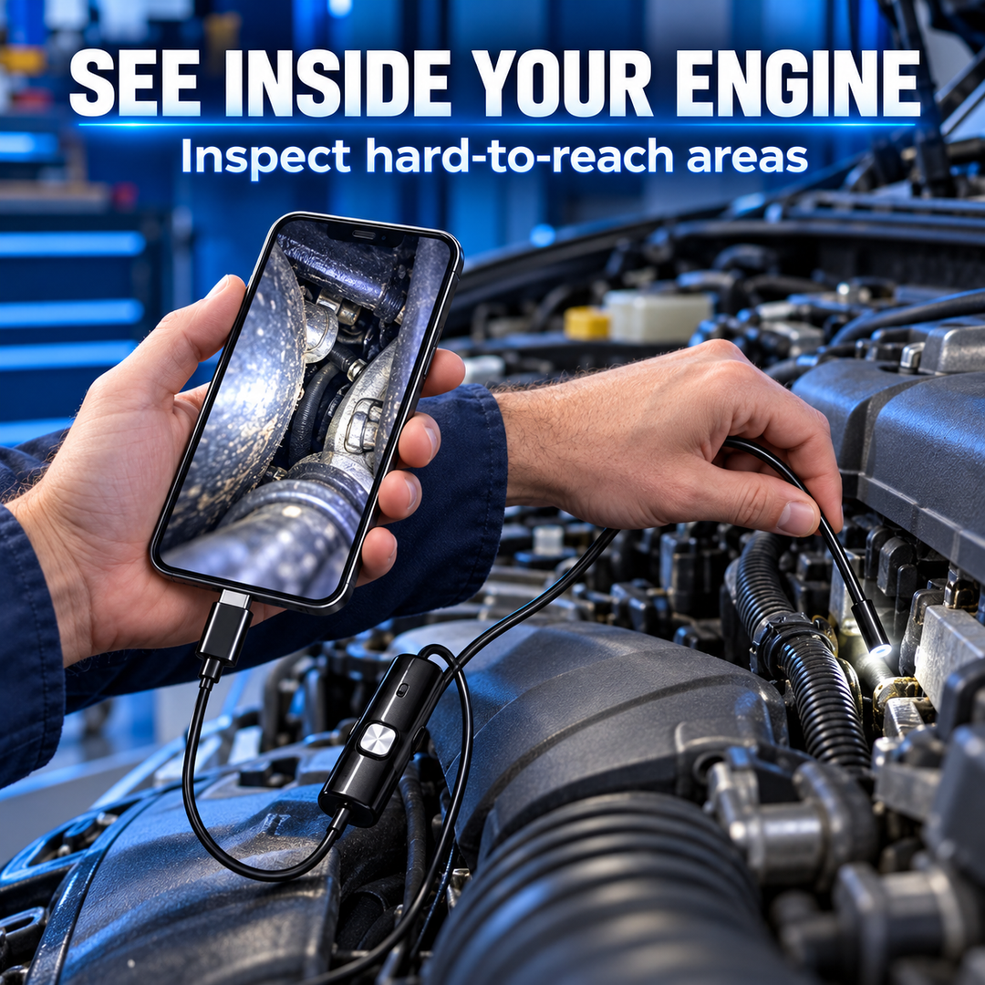 Plug-and-Play Endoscope Camera with Light – HD Inspection for Pipes &amp; Walls