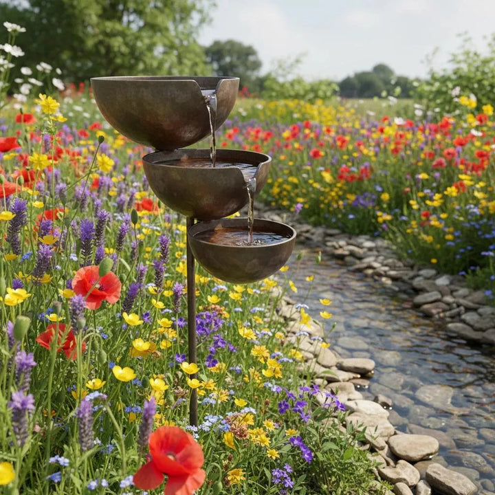 Metal Leaf Rain Catcher Bird Bath - Outdoor Garden Stakes
