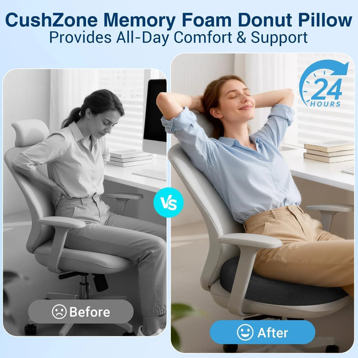 Velloraco Orthopedic Donut Pillow for Tailbone &amp; Hemorrhoid Relief