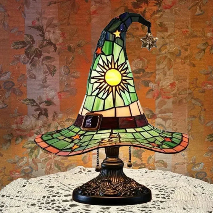 Vintage Witch Hat Stained-Glass Glow Ambient Night Light