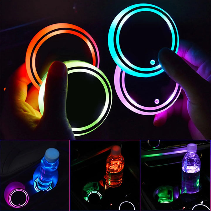 2PCS LED Car Cup Holder Coasters | Auto Sensor for Night Driving Safety