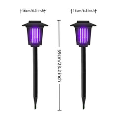 [2-Pack] 2-in-1 Solar Bug Zapper &amp; Decorative Outdoor LED Garden Light