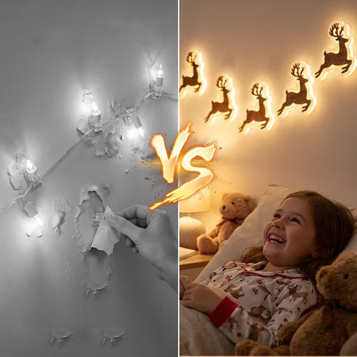 Christmas LED Wall Silhouette Lights — 7-Piece Wooden Set
