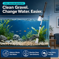 Electric Aquarium Gravel Cleaner - 3-in-1 Water Change &amp; Sand Wash