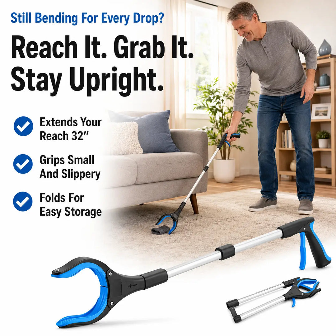32-Inch Foldable Reacher Grabber Tool with Magnetic Rotating Jaw