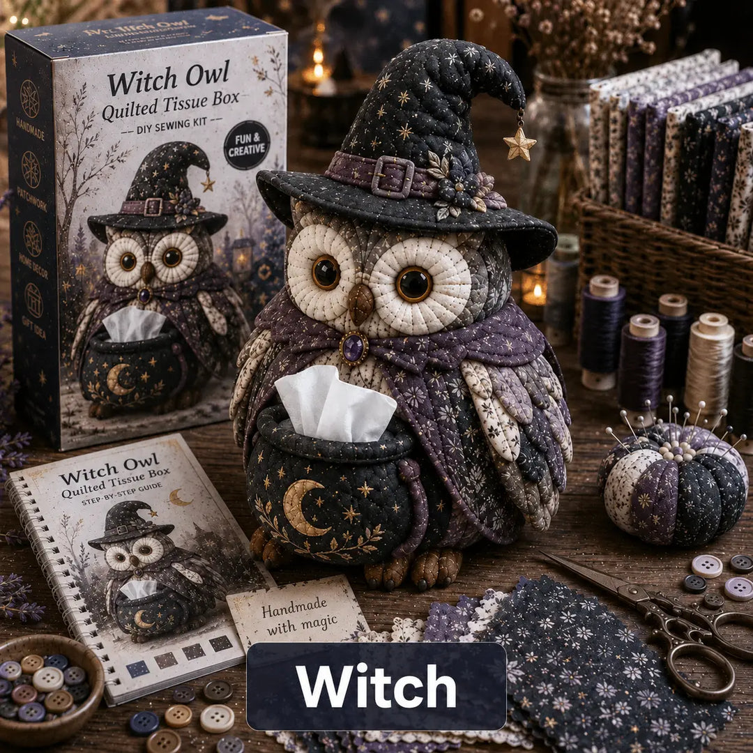 Wise Owl Quilted Tissue Box Cover DIY Sewing Kit, Pre-Cut