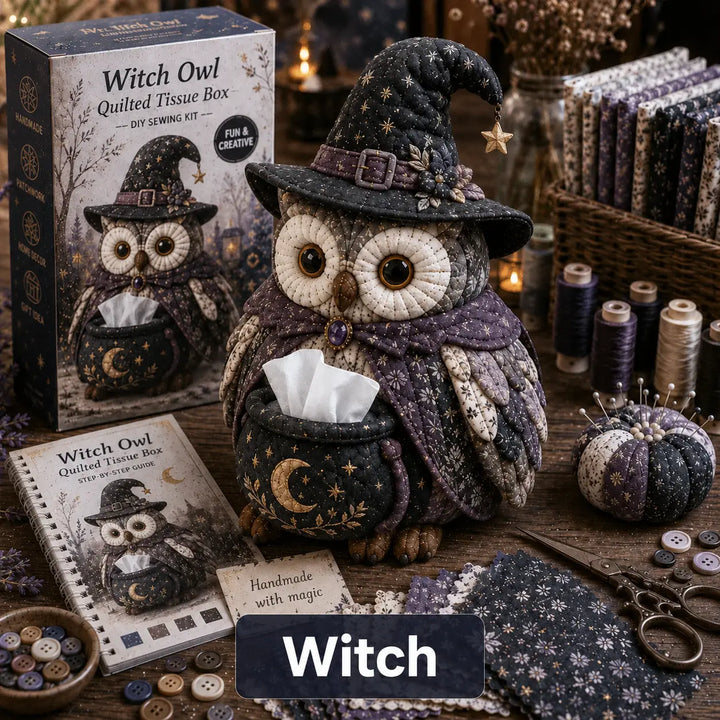 Wise Owl Quilted Tissue Box Cover DIY Sewing Kit, Pre-Cut