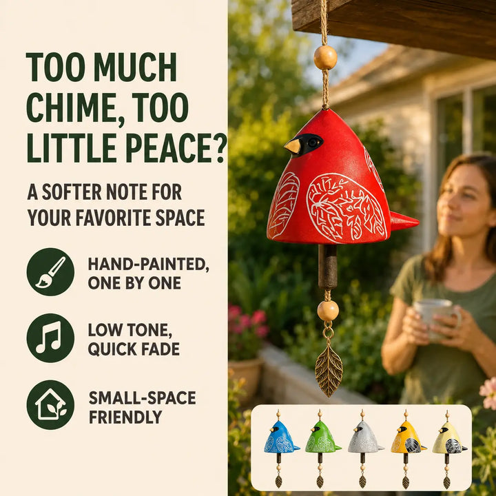 100% Hand-Painted Bird Wind Chime for Porch, Garden and Window