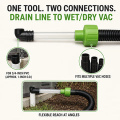 AC Condensate Drain Line Cleaner - Vacuum Unclogger for 3/4in PVC