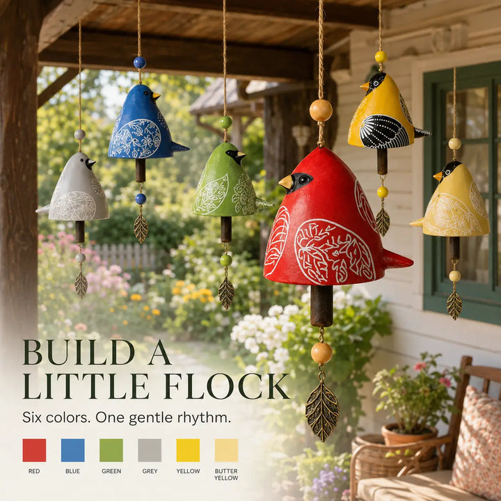 100% Hand-Painted Bird Wind Chime for Porch, Garden and Window