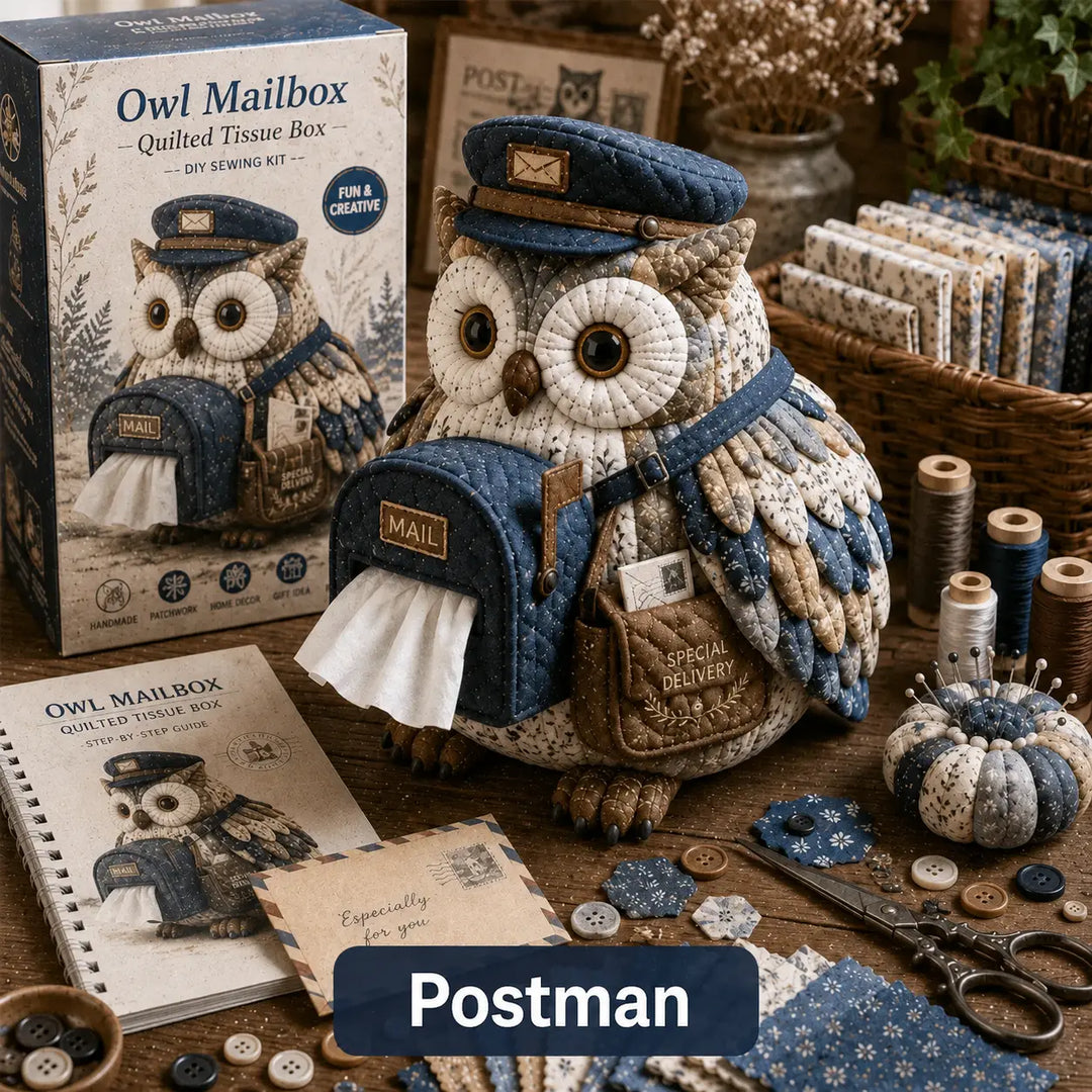 Wise Owl Quilted Tissue Box Cover DIY Sewing Kit, Pre-Cut