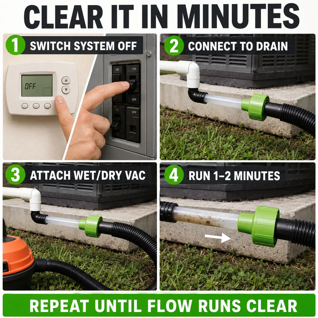 AC Condensate Drain Line Cleaner - Vacuum Unclogger for 3/4in PVC
