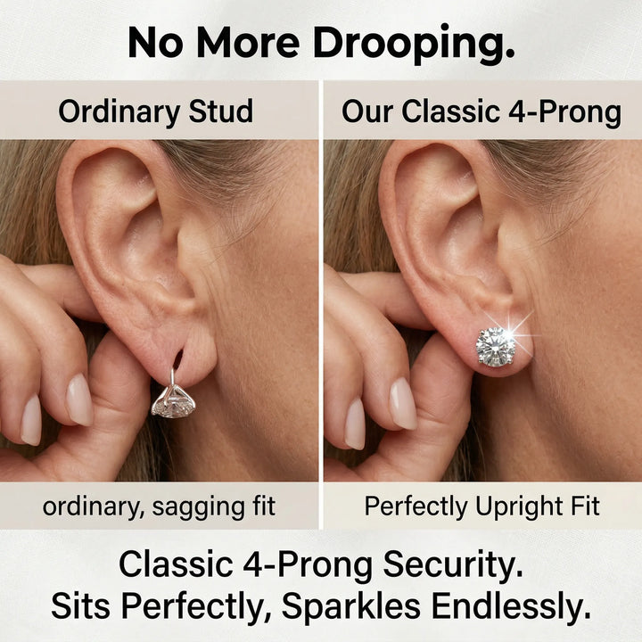 1-6.00 CTW Classic Round Lab-Created Diamond Stud Earrings - Secure 4-Prong &amp; Hypoallergenic-Last Day Sale🔥90% OFF
