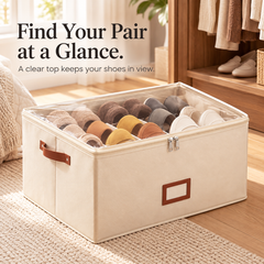 Foldable Oxford Fabric Storage Bin with Clear Zip Cover &amp; Dividers