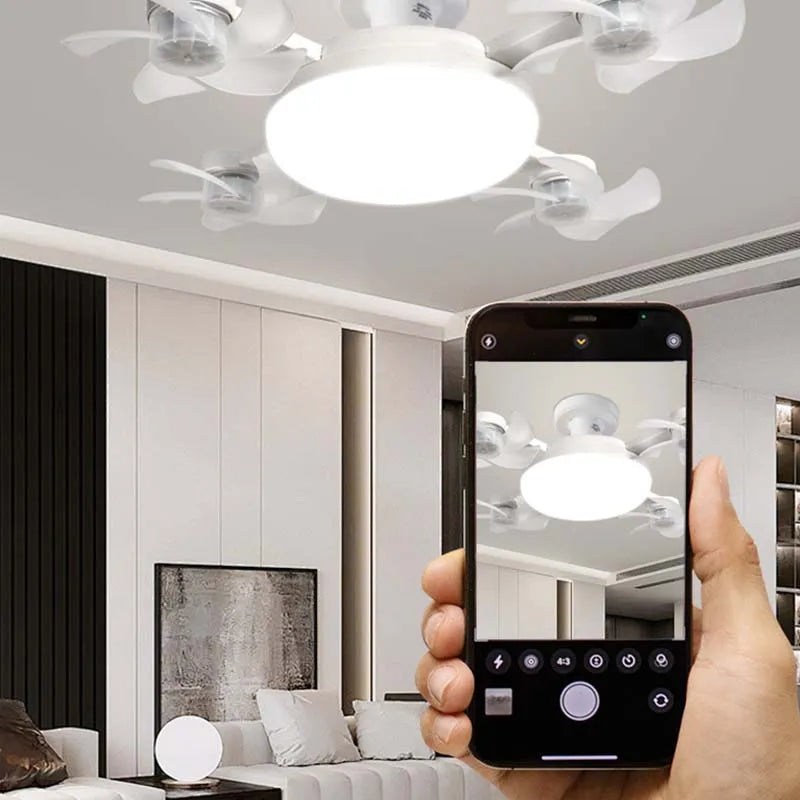 Screw-In Socket Ceiling Fan with Remote &amp; Dimmable LED Light
