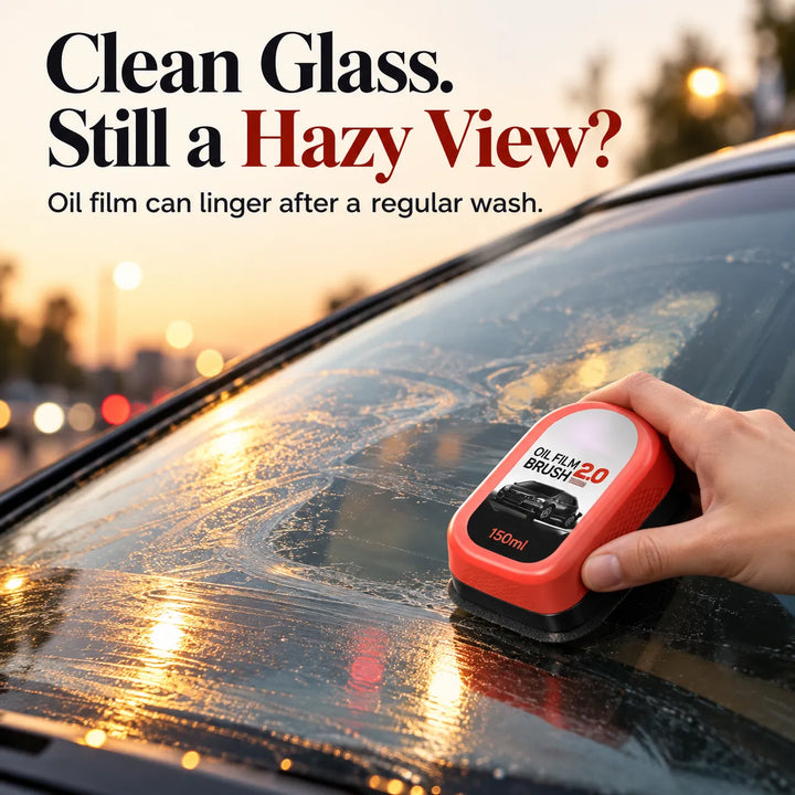 Car Glass Oil Film Cleaning Brush – 150ml Press &amp; Wipe, 2 Pack