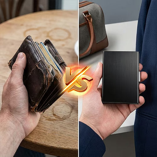 Stainless Steel RFID Card Holder — 10-Slot Slim Front Pocket Wallet