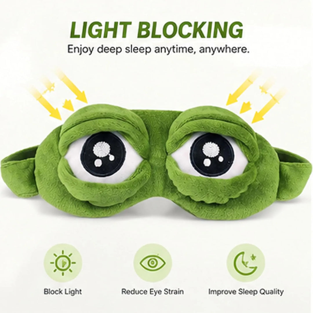 2-Piece Funny Frog Sleep Eye Mask – 100% Total Blackout Plush Blindfold, Value Set