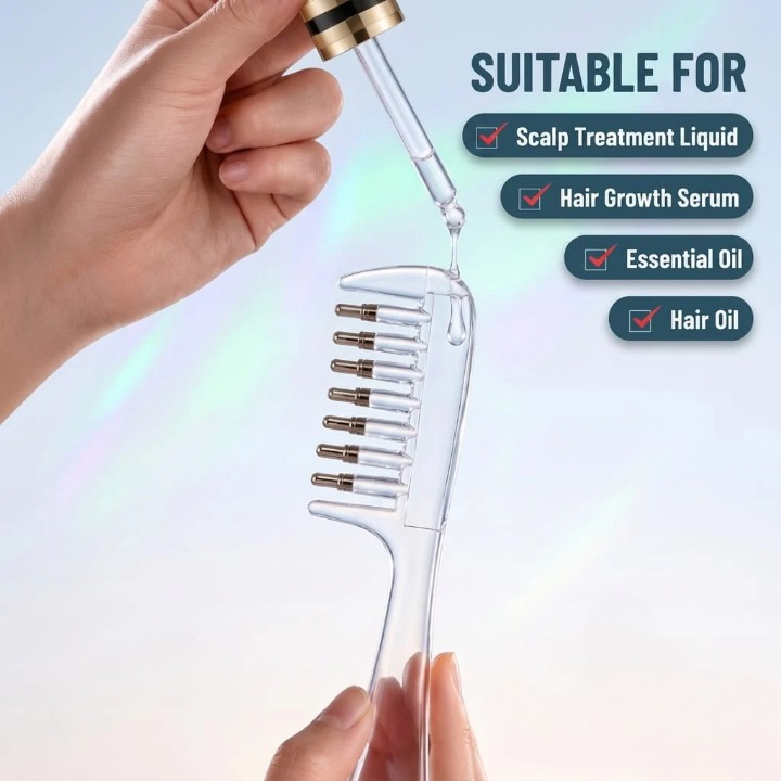 Scalp Applicator Comb with Roller Balls for Even Oil Application