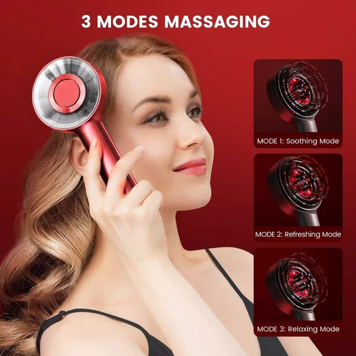 3 - in - 1 Red Light Scalp Massager: Electric Hair Growth Brush &amp; Oil Applicator - Velloraco
