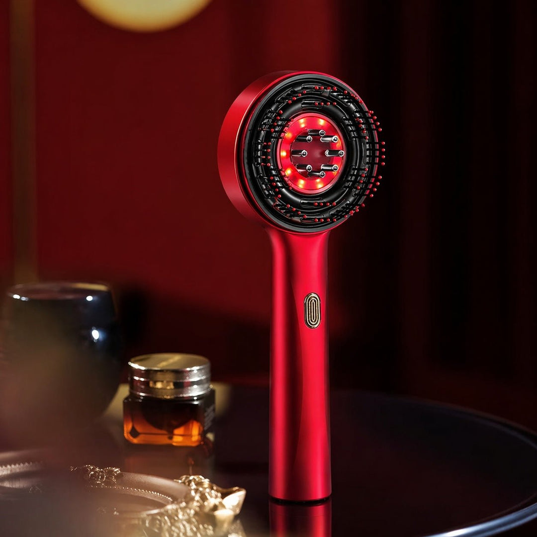 3 - in - 1 Red Light Scalp Massager: Electric Hair Growth Brush &amp; Oil Applicator - Velloraco