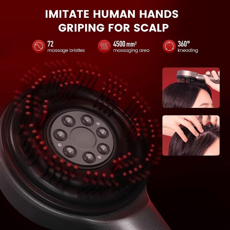 3 - in - 1 Red Light Scalp Massager: Electric Hair Growth Brush &amp; Oil Applicator - Velloraco