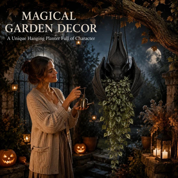 Spooky Bat Planter Hanger – Halloween Decor for Small Plants &amp; Dried Stems