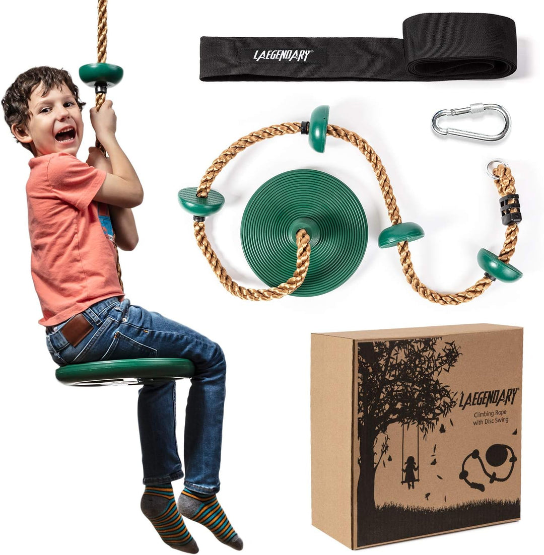 Adventurous Tree Swing Set - with Climbing Rope and Platforms for Children - Green