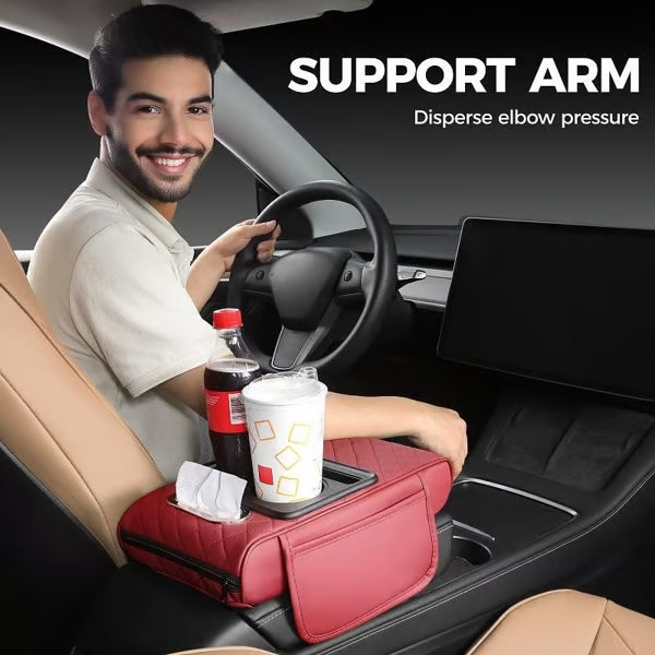 5-in-1 Car Console Organizer &amp; Armrest Pad – Anti-Fatigue Storage for Essentials