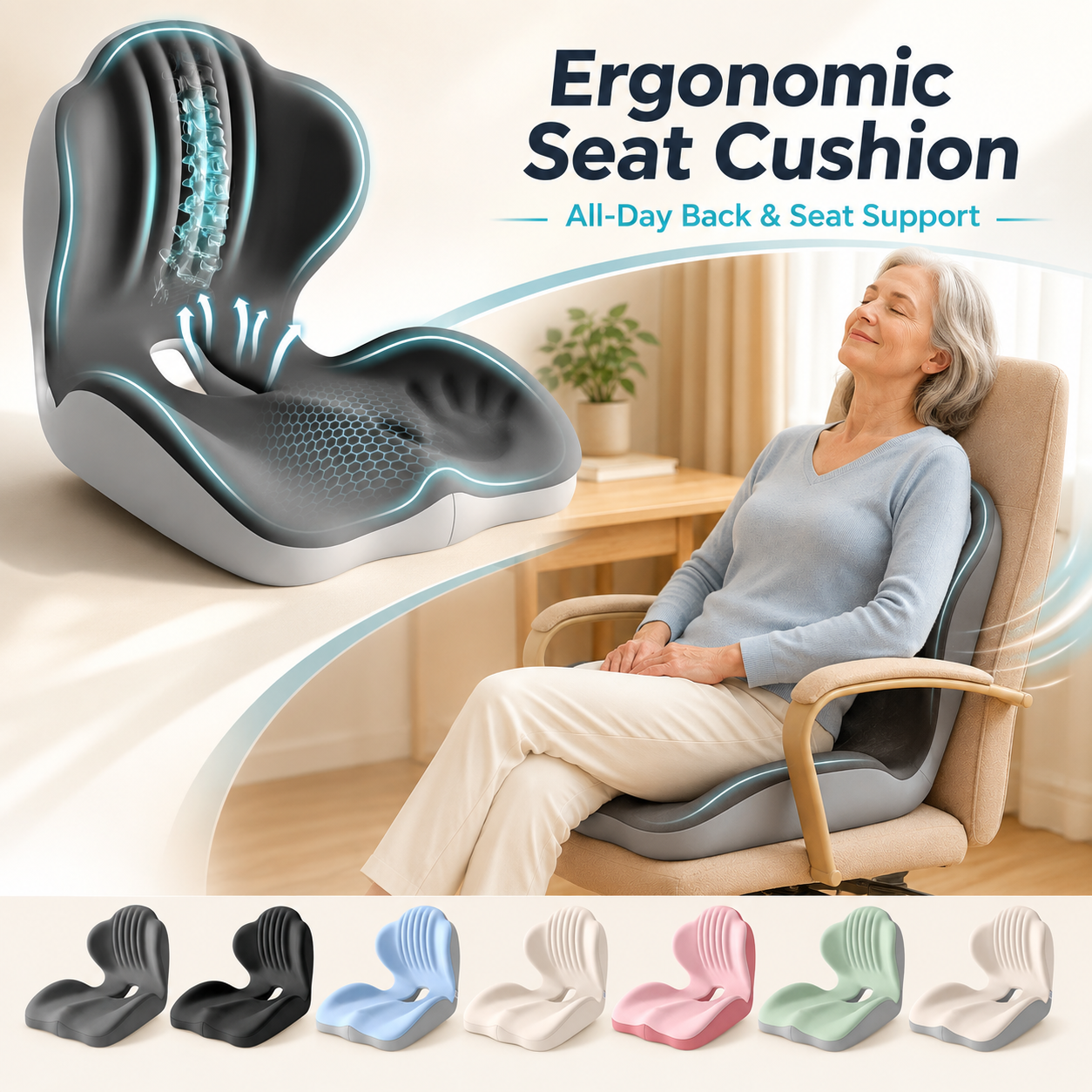 Velloraco integrated cushion shown in all available colors