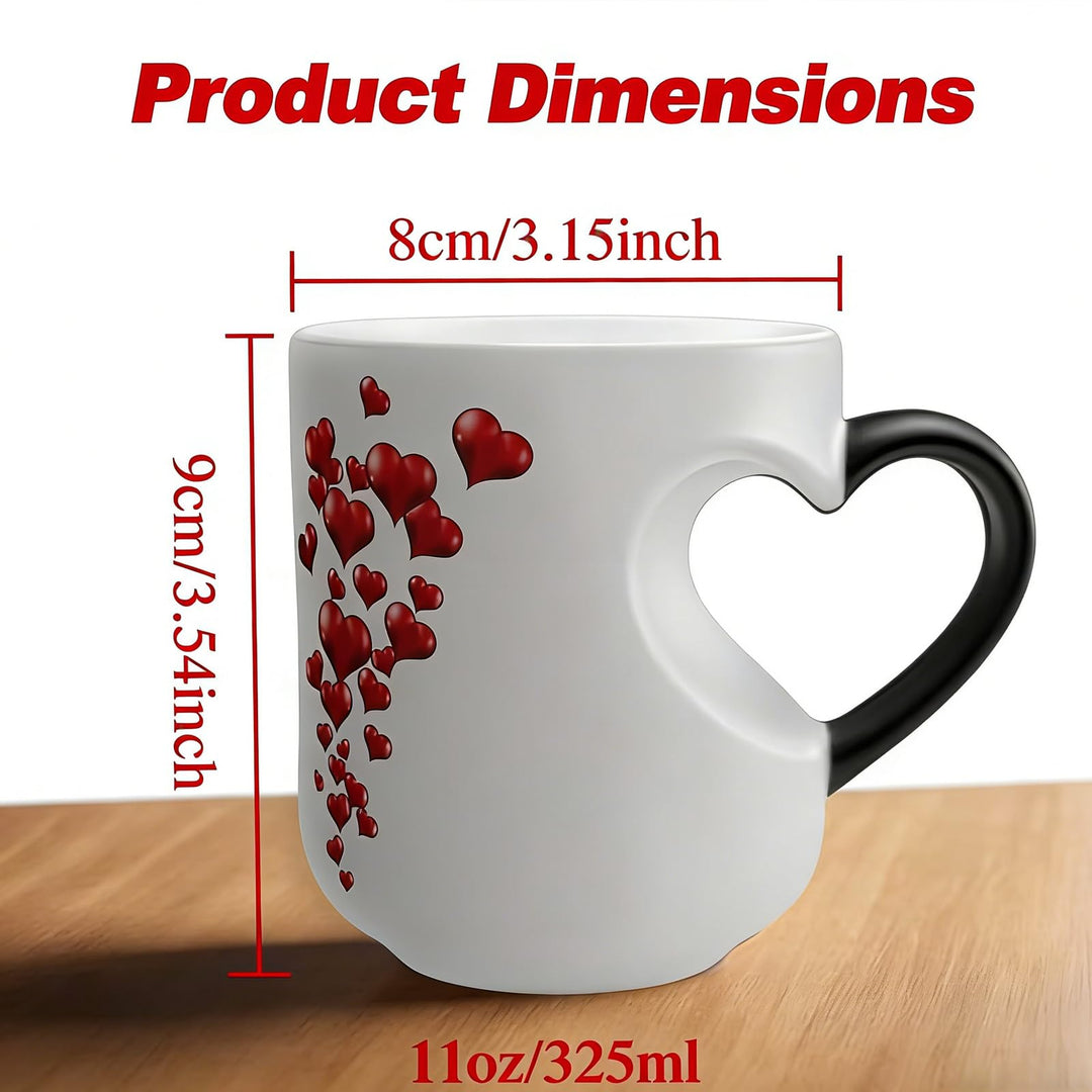 Color Changing Coffee Mug - Heart Handle Heat Reactive Ceramic Mug