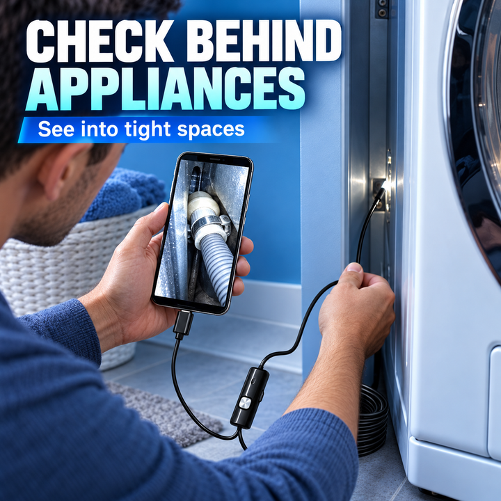Plug-and-Play Endoscope Camera with Light – HD Inspection for Pipes &amp; Walls