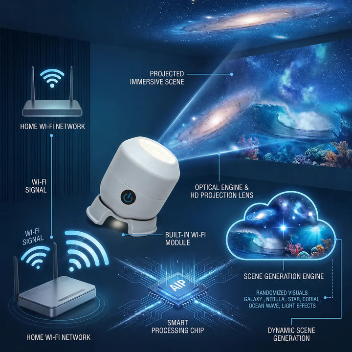 Ocean Wave Projector Night Light – Moving Wall &amp; Ceiling Lamp