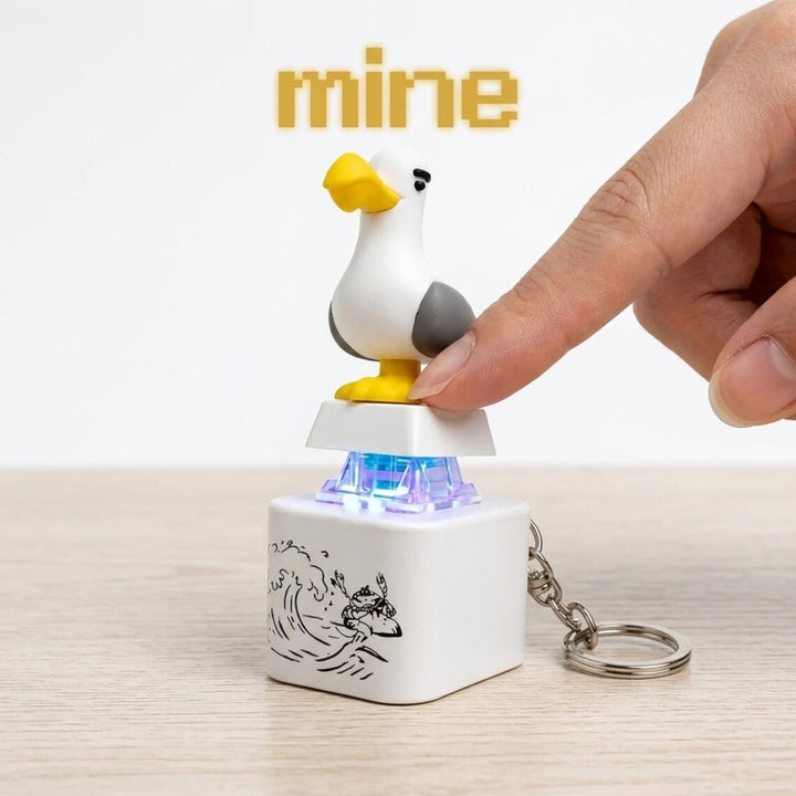 2-Piece Funny Seagull "MINE!" Keycap Keychain – Cute Mechanical Keyboard Fidget Toy, Value Set