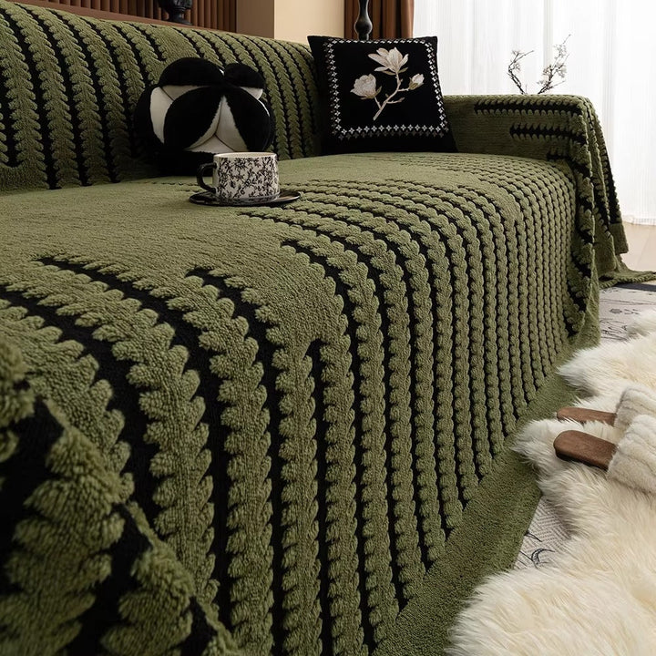 Heritage Plush Tufted Sofa Cover - Moss Depth