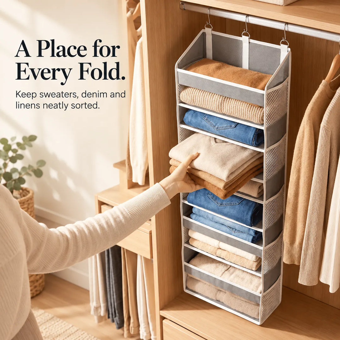 5-Tier Hanging Organizer with Mesh Pockets – Large Capacity Storage
