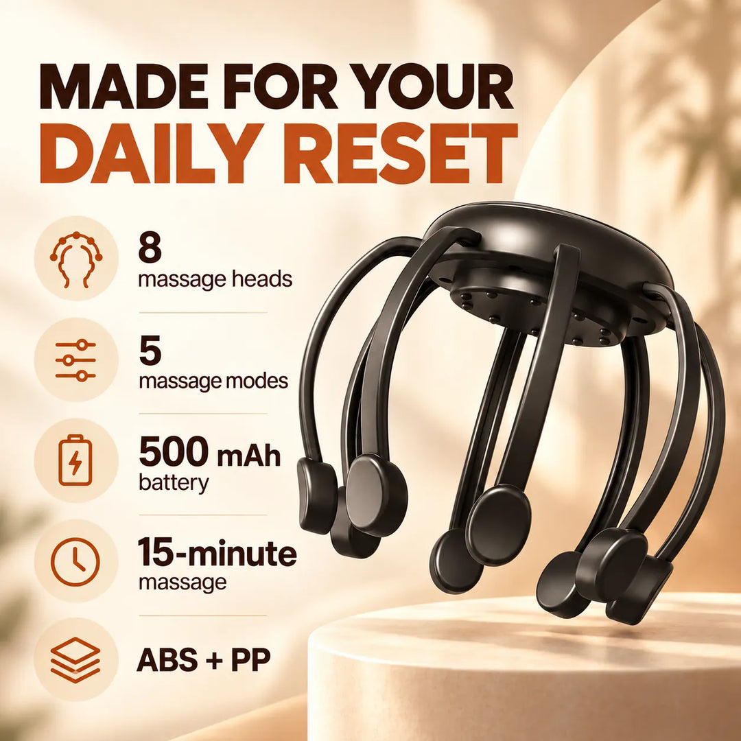 8-Tip Octopus Head Massager – Deep Scalp Relief Anywhere